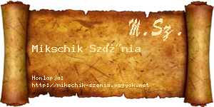 Mikschik Szénia névjegykártya